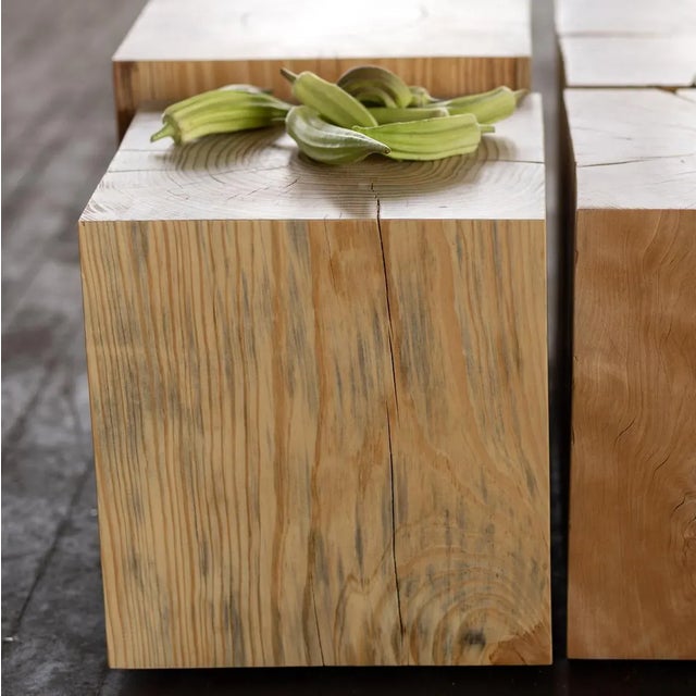 Alabama Sawyer "Hyo" Natural Pine Wood Cube Side Table For Sale - Image 11 of 11