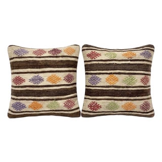 Turkish Kilim Pillow Cover 24'' X 24'' - Set of Two For Sale