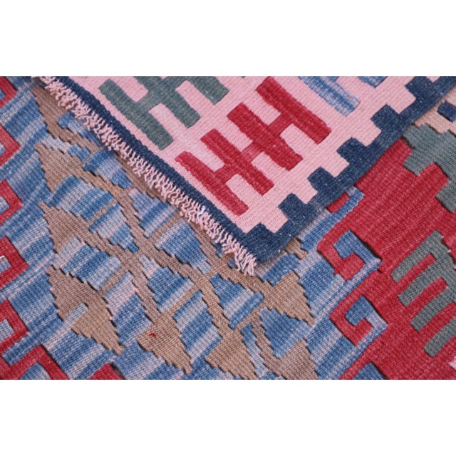 1970s 1970s Geometric Design Kilim Rug With Natural Dyes For Sale - Image 5 of 10