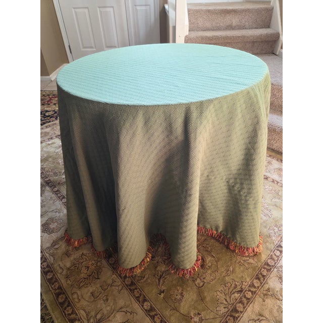 Custom Side Accent Table – Hand-Painted Metal Top & Fabric Skirt For Sale - Image 13 of 14