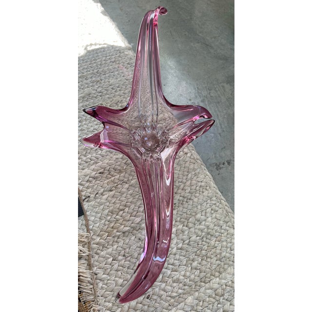 Glass 1970s Vintage Murano Cerise Pulled Art Glass Bowl For Sale - Image 7 of 12