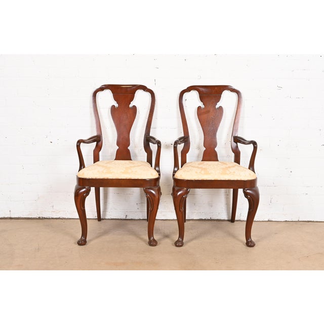 Baker Furniture Historic Charleston Queen Anne Carved Mahogany Dining Armchairs, Pair For Sale - Image 12 of 12