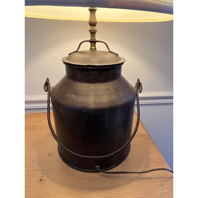 Antique Metal Milk Can Table Lamp Light Fixture Farmhouse Decor For Sale - Image 10 of 16