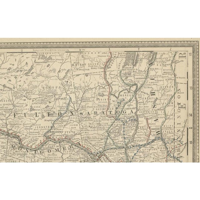 Antique Lithograph Map of Southeastern New York by Rand McNally, 1888 For Sale - Image 4 of 11
