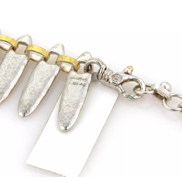 Gurhan Sunflower Sterling & 24k Gold Hammered Necklace For Sale - Image 4 of 6