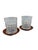 Wood Asian Bat Trang Vietnam Rattan & Ceramic Coasters With Blue Lotus Floral Motif - Set of 6 For Sale - Image 7 of 8