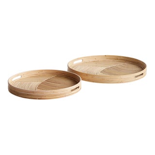 Jelani Cane Round Trays, Set Of 2 For Sale