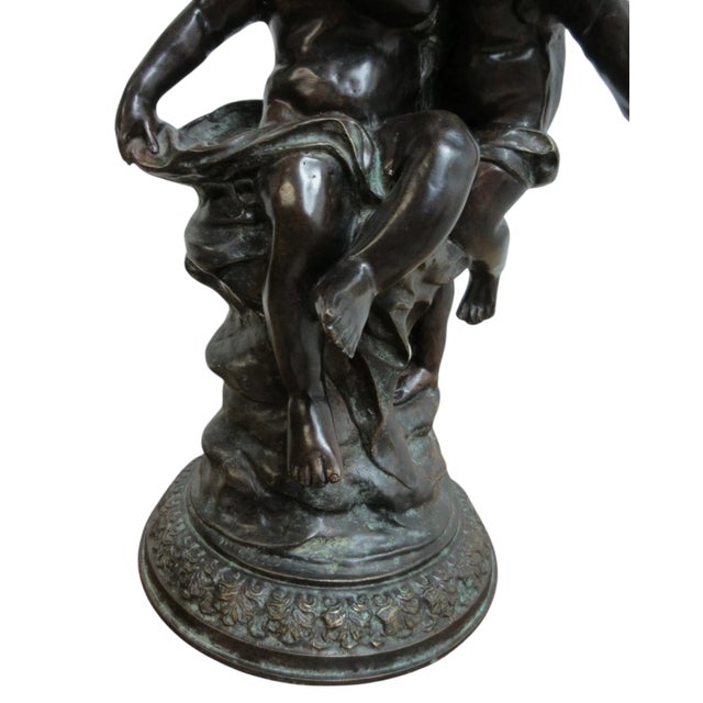 Vintage Bronze Frolicking Boy Girl Statue Italian Regency French For Sale In Philadelphia - Image 6 of 9