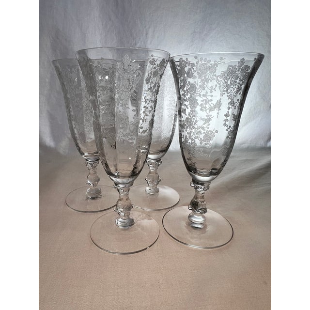 1940s Cambridge Rose Point Ice Tea Glasses- Set of 4 For Sale In New York - Image 6 of 6