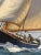 Wood Late 20th Century Seascape Oil Painting "Sailboat on the Sea" by Charles Vickery, Framed For Sale - Image 7 of 12