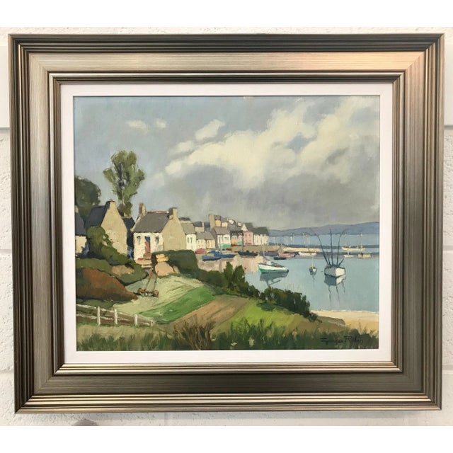 Realism Vintage 1950's Oil Painting - Brittany Coastal France by Modern French Impressionist Landscape Artist, Circa 1950 For Sale - Image 3 of 7