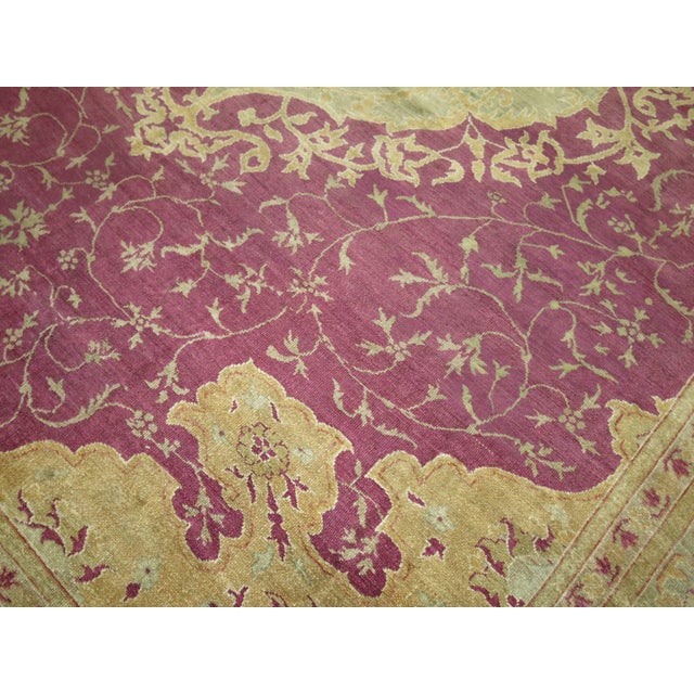 Early 20th Century Plum Color Early 20th Century Antique Turkish Ghiordes Rug For Sale - Image 5 of 6