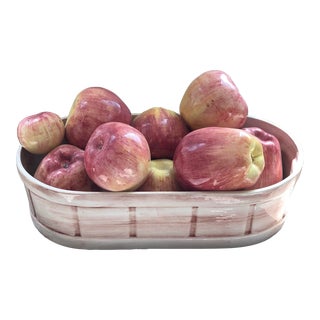 Late 20th Century Italian Trompe l'Oeil Basket of Apples Table Sculpture For Sale