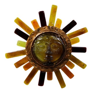 1960s Big Size Brutalist Wall Lamp in Sun Form by Feders For Sale