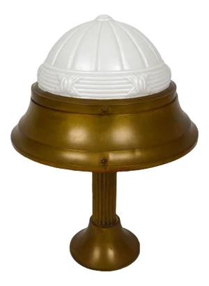 Art Deco Brass and Molded Glass Table Lamp, 1930s
