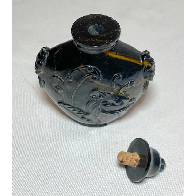 Antique Chinese Hand Carved Tigers Eye Stone Snuff Bottle Jar Sculpture Trinket For Sale - Image 14 of 14