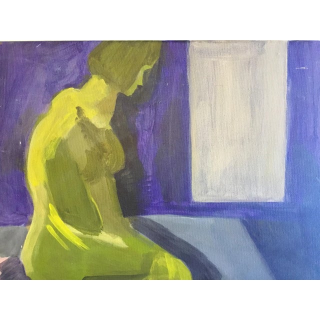 Female Nude in Purple Room Artist: Unsigned Medium: Acrylic on Canvas Era/Year: Later 20th Century Size: 16 x 20 inches...
