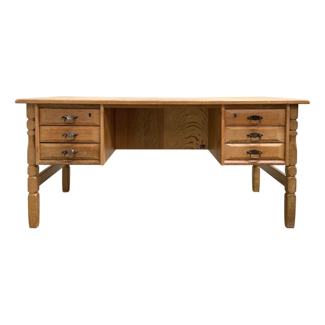 Freestanding Oak Desk by Henning Kjærnulf, 1960s For Sale
