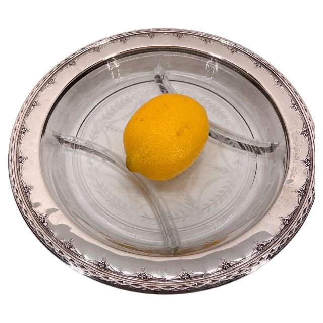 Early 20th Century Early 20th Century Neoclassical Sterling Silver & Cut Glass Crudite Tray by Wallace For Sale - Image 5 of 12