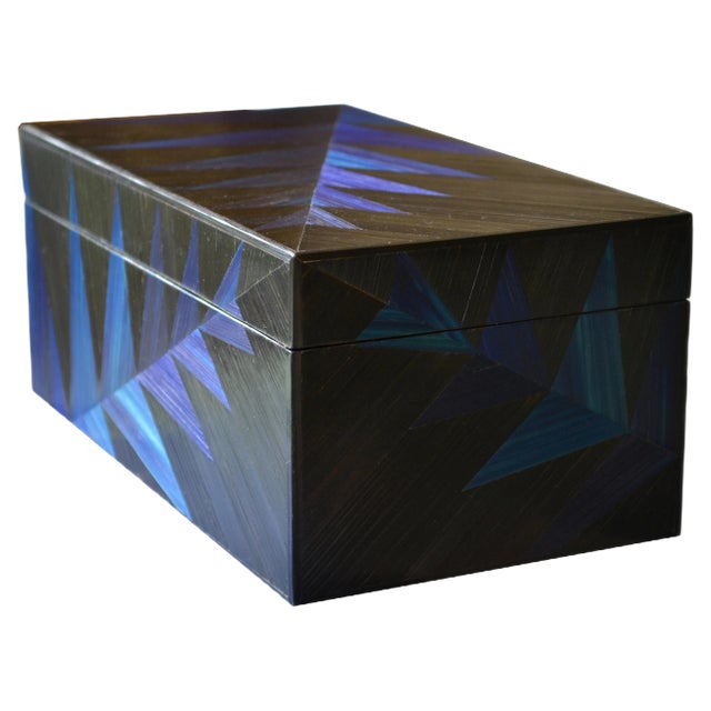 Black Fern Straw Marquetry Box by Violeta Galan For Sale