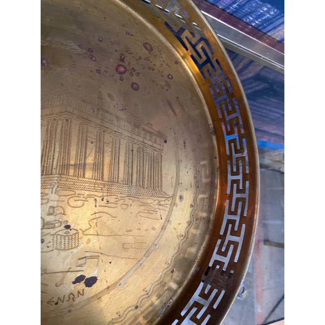 1970s Brass Serving Tray With Greek Key Details For Sale In Atlanta - Image 6 of 10