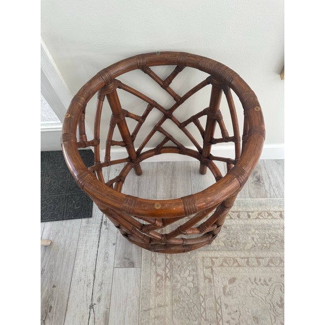 Hollywood Regency 1980s Chinese Chippendale Rattan Table Base For Sale - Image 3 of 5