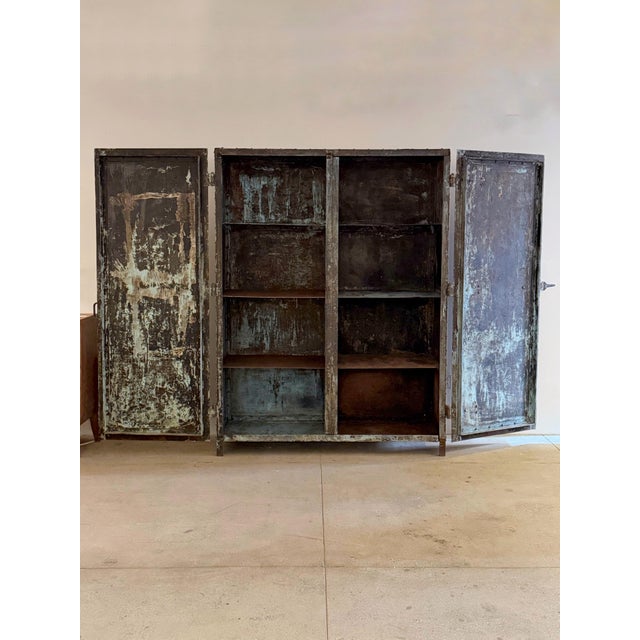 Monumental Antique Industrial Steel Cabinet For Sale - Image 4 of 6