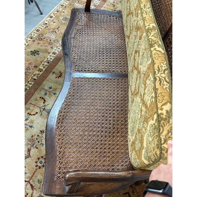 Wood 20th Century French Cane Back Sofa Bench For Sale - Image 7 of 12