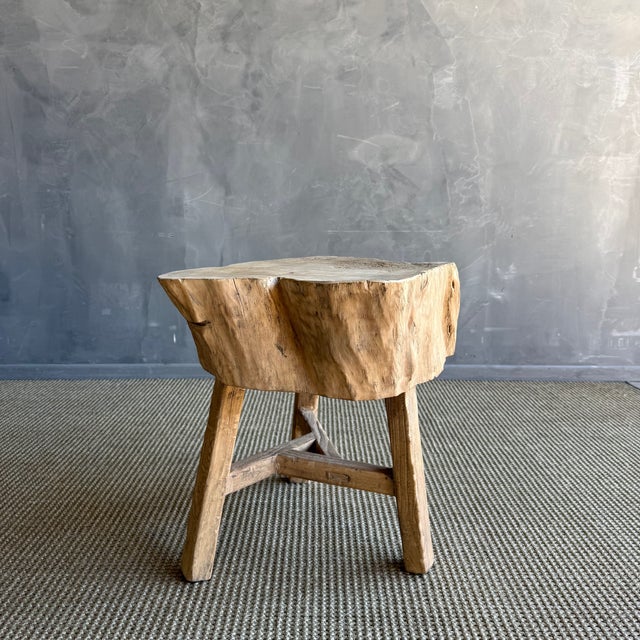 Late 20th Century Vintage Elm Wood Chop Block Table For Sale - Image 5 of 9