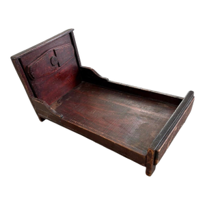 Wooden Doll Bed, Late 19th Century Handmade Antique Cabinet Primitive