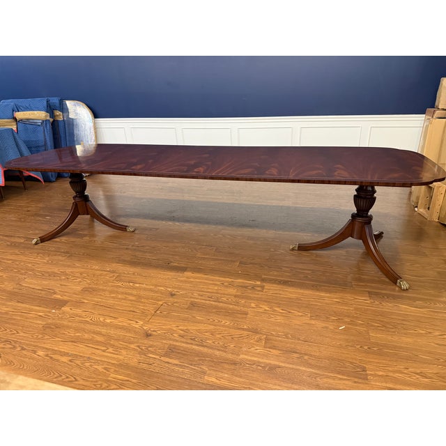 Classic Mahogany Scallop Cornered Dining Table by Leighton Hall - Showroom Sample For Sale - Image 12 of 16