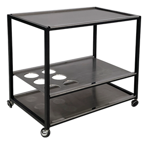 Italian Modern Cart with Bottle Holder in Steel and Black Metal, 1980s