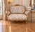 Gold 1970 French Artisan Louis XVI Gold Damask Settee For Sale - Image 8 of 13