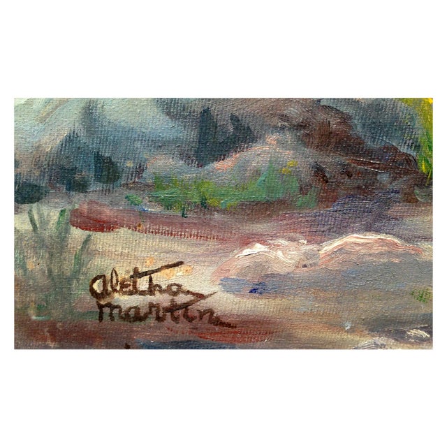 Mid Century Autumn Landscape, Showers Beneath San Gabriel Hills by Aletha Martin For Sale - Image 4 of 4