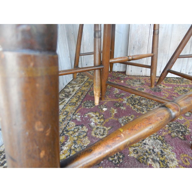 19th Century Hand Decorated Plank Bottom Hardwood Chairs - Set of Six For Sale - Image 10 of 14