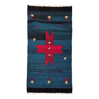Vintage American Southwestern Kilim Rug, Handwoven Wool, Geometric Pattern, 2x3 For Sale