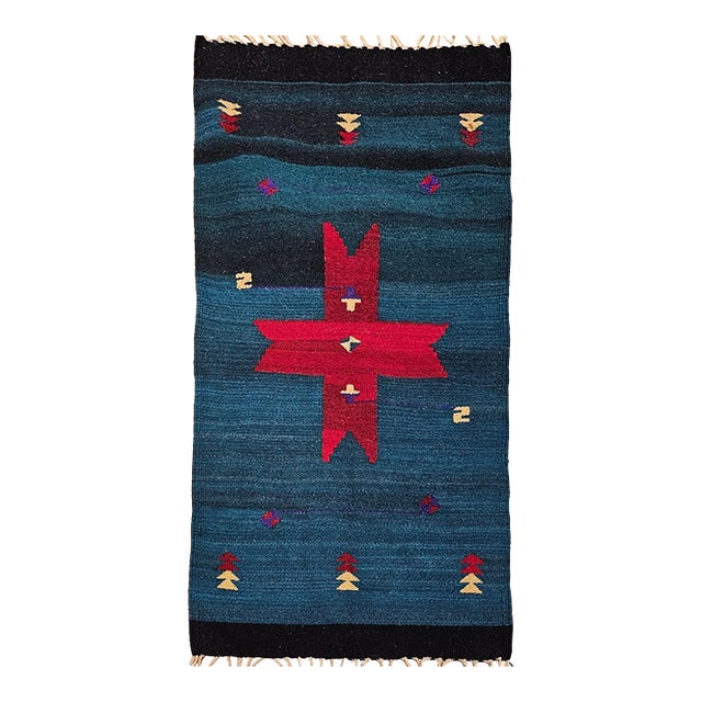 Vintage American Southwestern Kilim Rug, Handwoven Wool, Geometric Pattern, 2x3 For Sale