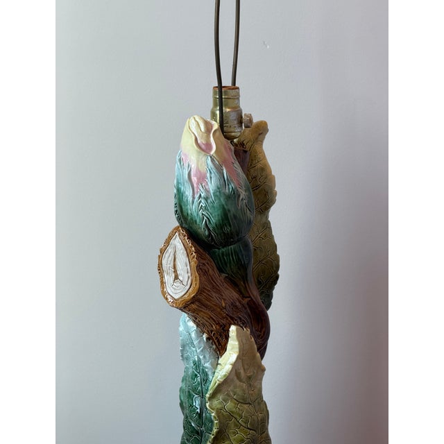 Majolica Style Botanical Table Lamp For Sale - Image 9 of 13