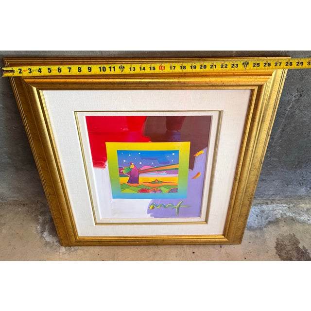 1970s 1970s Peter Max, "2 Sages With Stars" Framed Oil Painting Mixed Media Hand Signed For Sale - Image 5 of 7