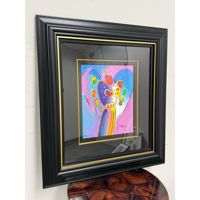 Postmodern Peter Max Angel With a Heart Original Print, Framed For Sale - Image 3 of 12