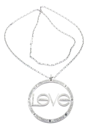 Mid 20th Century Cartier White Gold Diamond Ceramic Large Love Pendant Necklace