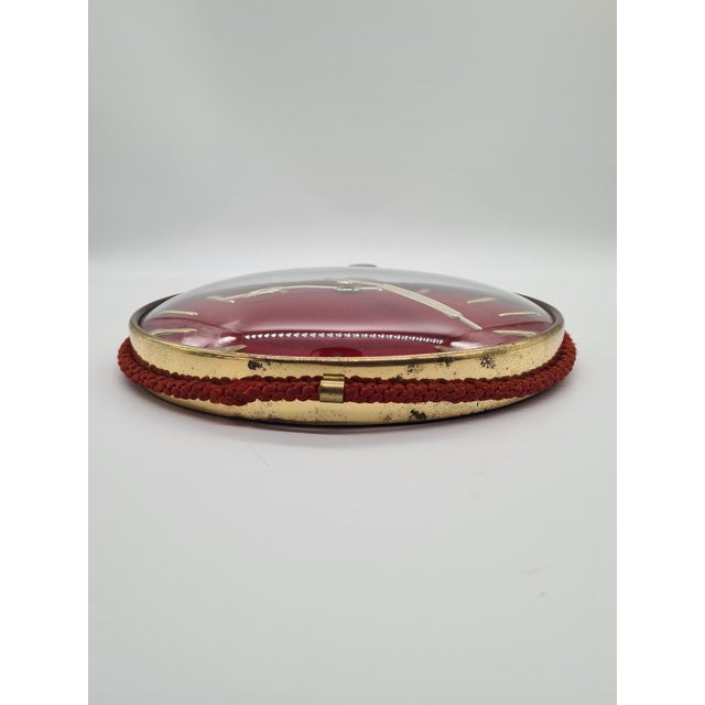 Red Ruby-Colored Wall Clock from UPG Halle, East Germany, 1960s-1970s For Sale - Image 8 of 13