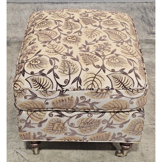 Late 20th Century Stickley Lounge Arm Chair With Matching Ottoman Footstool Needlepoint Fabric For Sale - Image 11 of 16