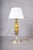 1960s Brass and Silver-Toned Table Lamp with Leaf Base and Pleated Shade, 1960s For Sale - Image 5 of 15