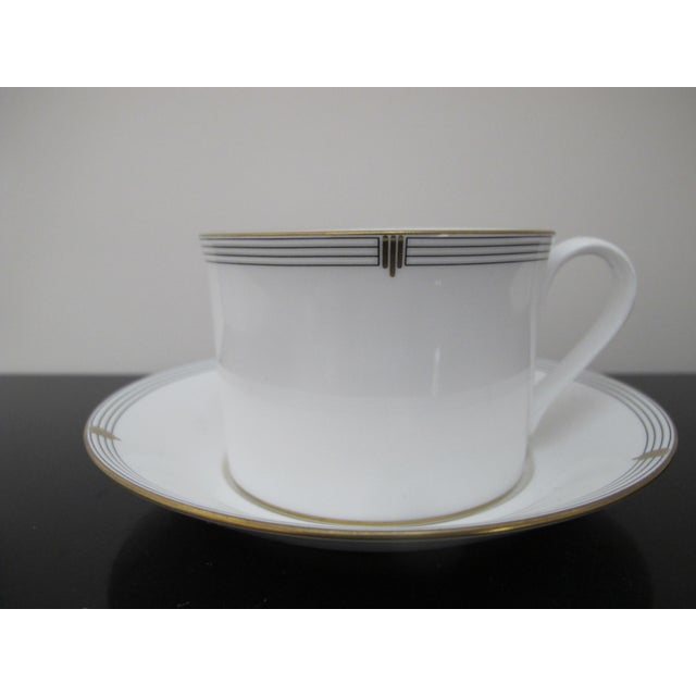 Mid 20th Century Spode Gold Gilt Art Deco Opera Pattern Fine Bone China Cup & Saucer Set of 2 For Sale - Image 5 of 8