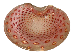 1950s Murano Bullicante Gold Fleck Art Glass Dish by Barbini for Seguso