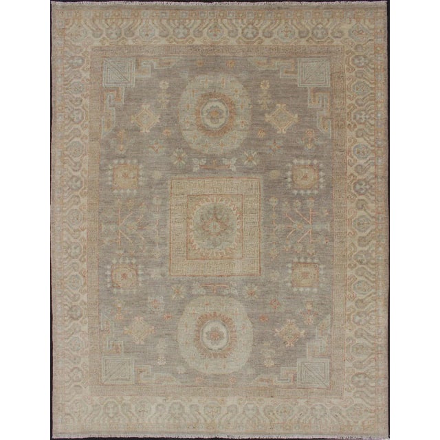 Fine Khotan Design Rug With Samarkand Design in Muted Tones For Sale - Image 12 of 12