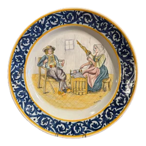 Early 20th Century French Hand Painted Faience Hb Quimper Platter
