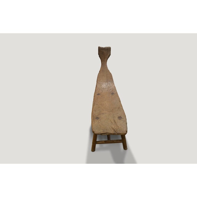 Andrianna Shamaris Museum Quality Wabi-Sabi Teak Wood Bench For Sale - Image 4 of 5