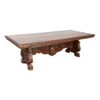 19th Century Italian Walnut Monastery Dining Table For Sale